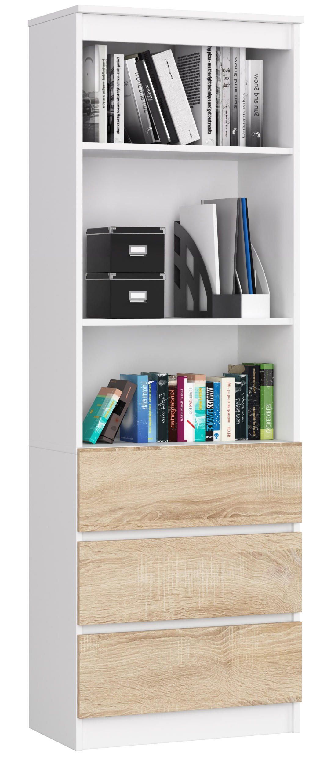 STANDREGAL Weiß, Eiche Sonoma 180/60/35 - Weiß, Holzwerkstoff (60/180/35cm) - RAUMHIRSCH FURNITURE