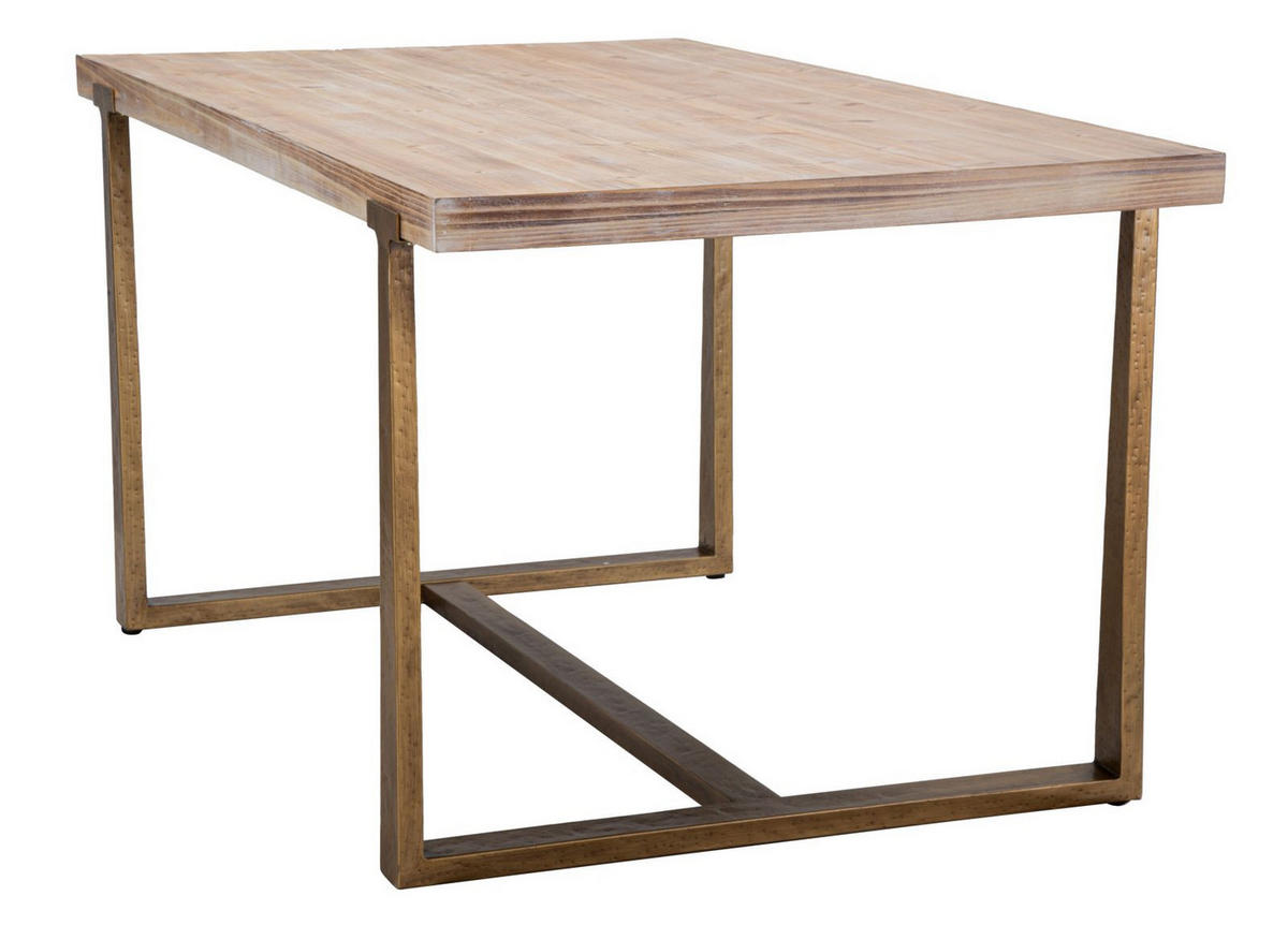 ESSTISCH Ankara, braun und goldfarben, MDF und Eisen, 150 x 90 x 78 cm - Goldfarben/Braun, Holzwerkstoff/Metall (90/150/78cm) - Mauro Ferretti