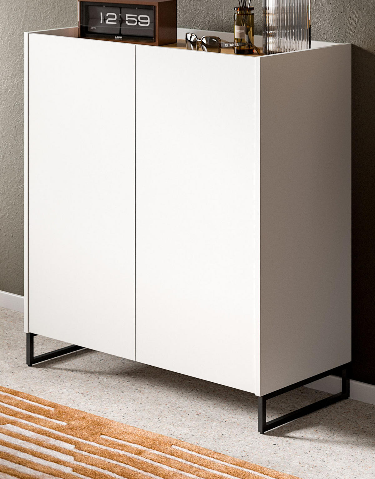 SCHUHSCHRANK weiß und Artisan Eiche, Schuhkommode 90 x 97 cm, Soft-Close - Schwarz/Weiß, Holzwerkstoff/Metall (90/97/38cm) - Inn.Furn