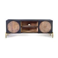 TV-SCHRANK aus Mangoholz und Metall - Dunkelbraun, Holz (145/56/40cm) - Giner y Colomer