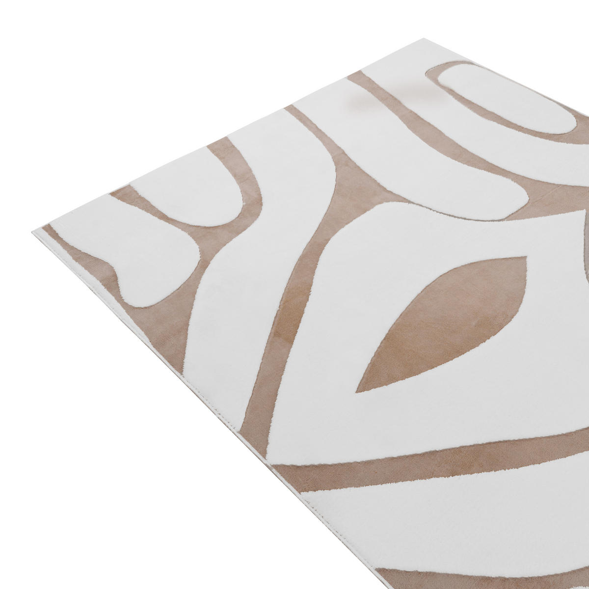 KOBEREC Béžový/Bílý 160/230 cm Hartz - bílá/krémová, textil (160/230cm) - Beliani