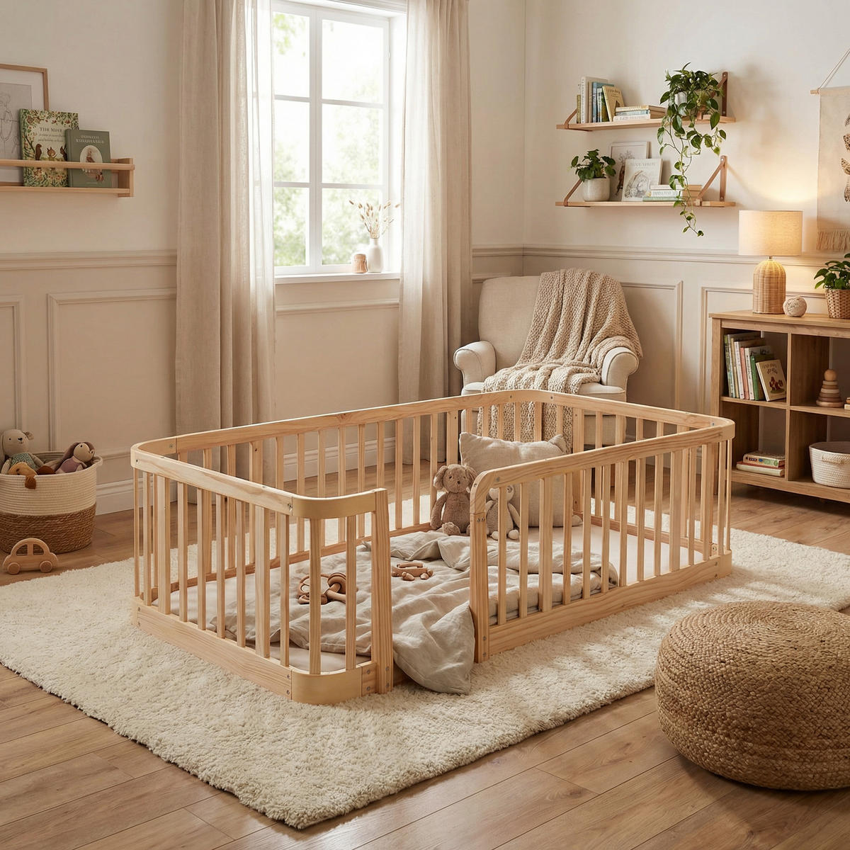 BODENBETT 140/200 cm DE-33064 modular und sicher Natur - Naturfarben, Holzwerkstoff (140/200cm) - ComfortXL