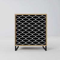 SIDEBOARD TESSELATED BLACKNESS, Eichefarben, 57,5x42x67,5 cm, Schwarze Metall-Rahmenfüße - Eichefarben/Multicolor, Holzwerkstoff/Metall (57.5/67.5/42cm) - SpaceRebels