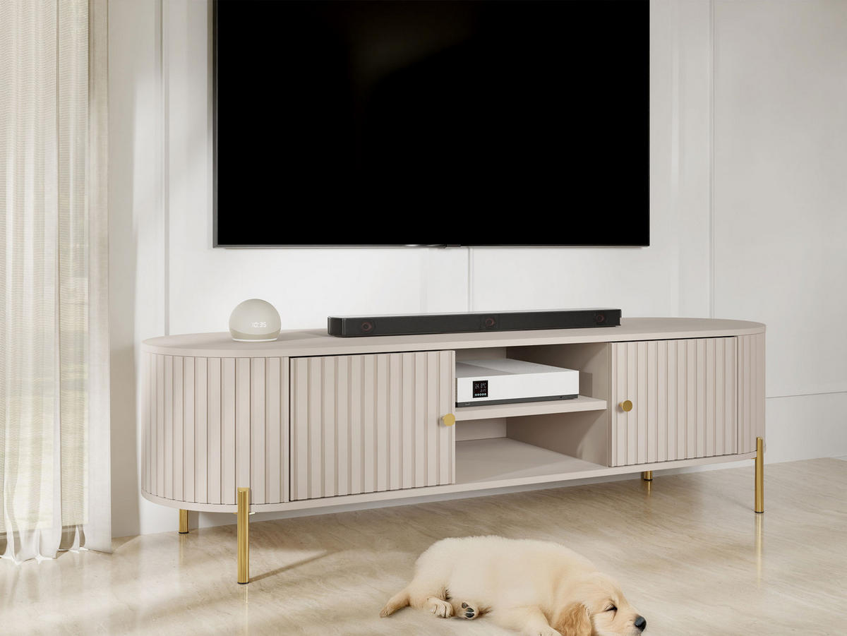 TV-LOWBOARD Sepiroz 180 2D - Sandfarben/Goldfarben, Holzwerkstoff/Metall (175/54/43cm) - MIRJAN24