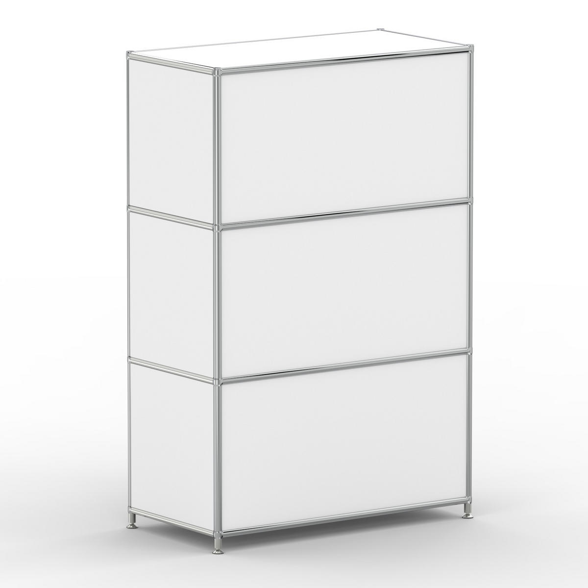 AKTENSCHRANK Büro, 3 offene Fächer, Breite 77 cm, Signalweiß - Chromfarben/Weiß, Metall (40/118/77.2cm) - Versee