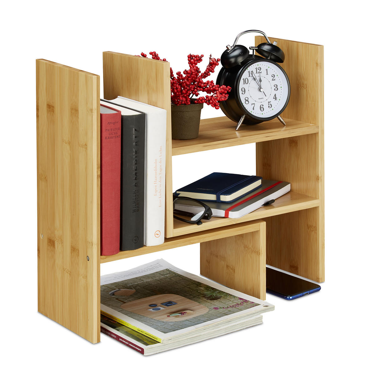 TISCHREGAL - Hellbraun, Holz (16/53/40cm) - Relaxdays