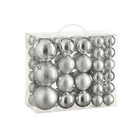 LAALU CHRISTBAUMKUGEL-SET 46 Stück Ornamente: rund Silber Mix 4,6,8 cm - Silberfarben, Kunststoff (45/45/45cm) - LAALU