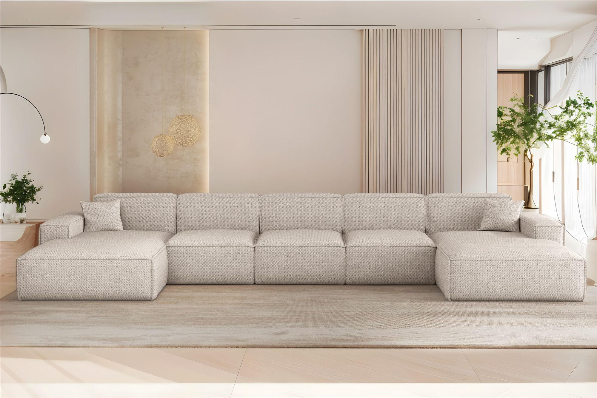 WOHNLANDSCHAFT Celes Premium Xl Artico - Creme, Holzwerkstoff/Textil (462/73/165cm) - Fun Möbel