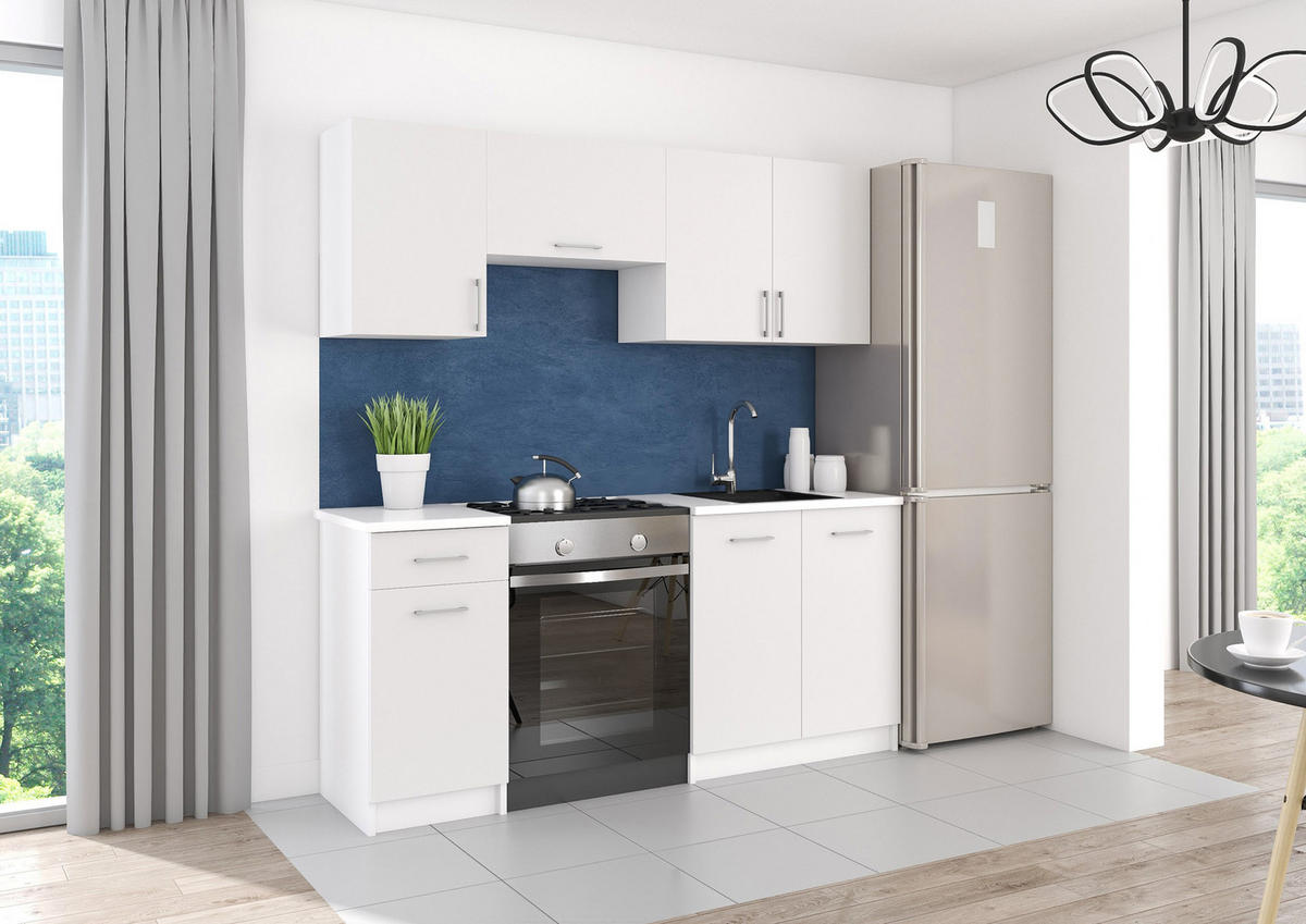 KÜCHENZEILE LECO 180 weiss matt - Weiß, Holzwerkstoff (180/82/46cm) - roe furniture