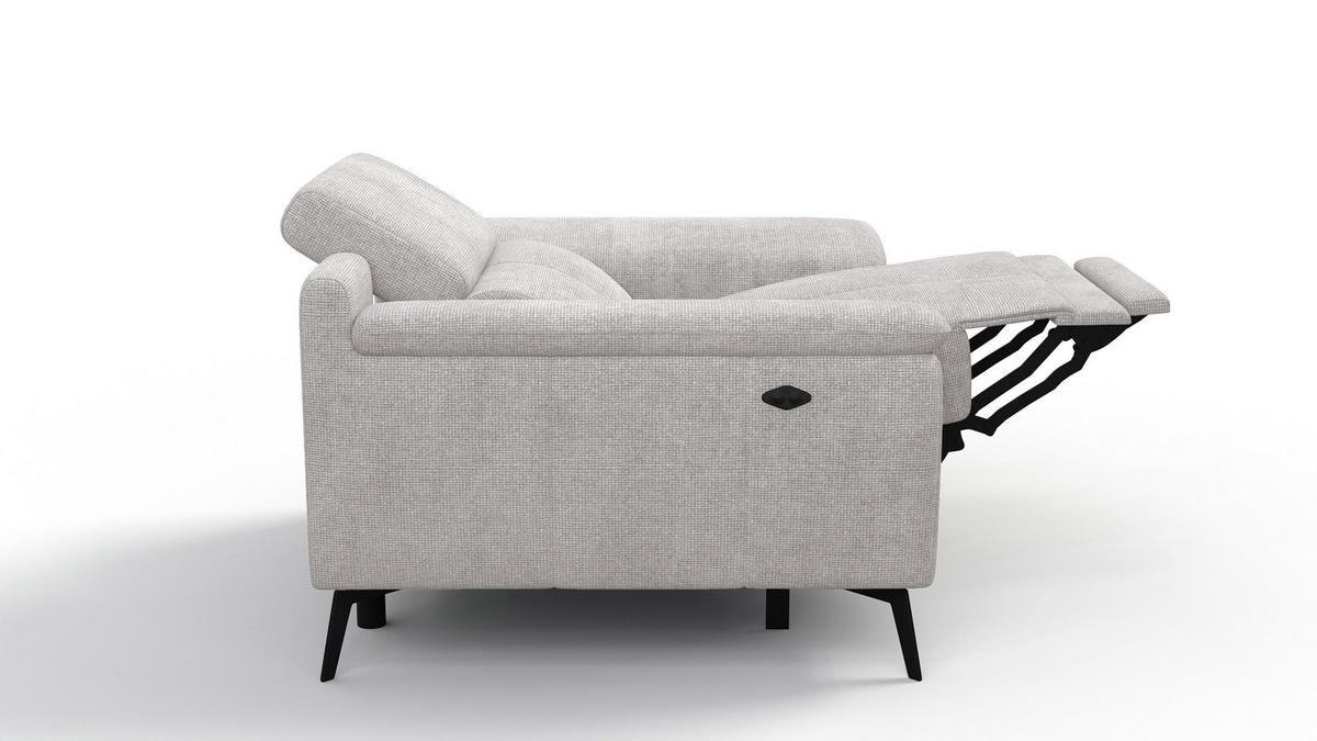 SESSEL FIERO mit Relaxfunktion, creme - Creme/Schwarz, Holzwerkstoff/Textil (114/82/103cm) - Courtois Laville