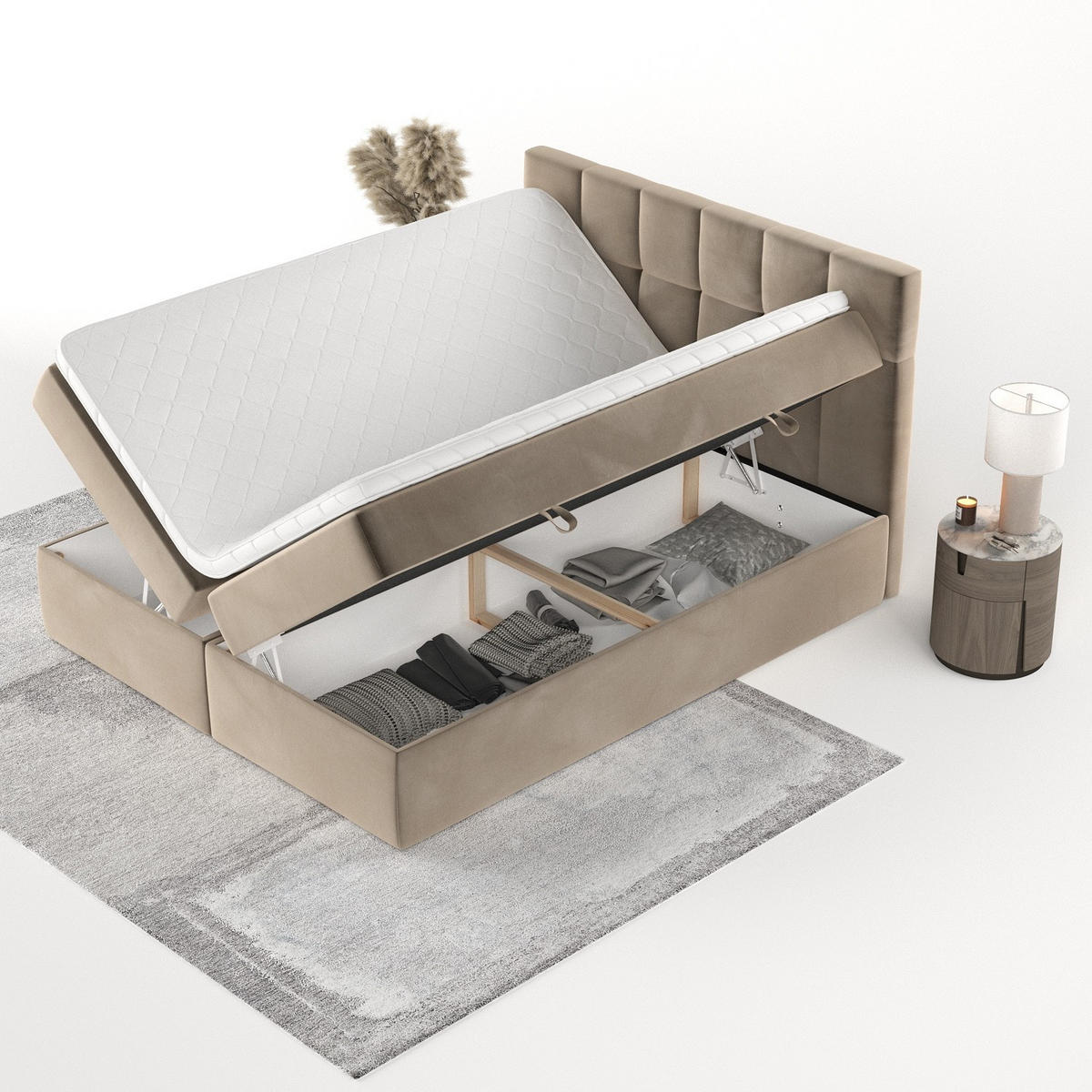 POSTEL BOXSPRING VARENO 160/200 Taupe - černá/šedohnědá, kov/dřevo (160/200cm) - AltaBeds