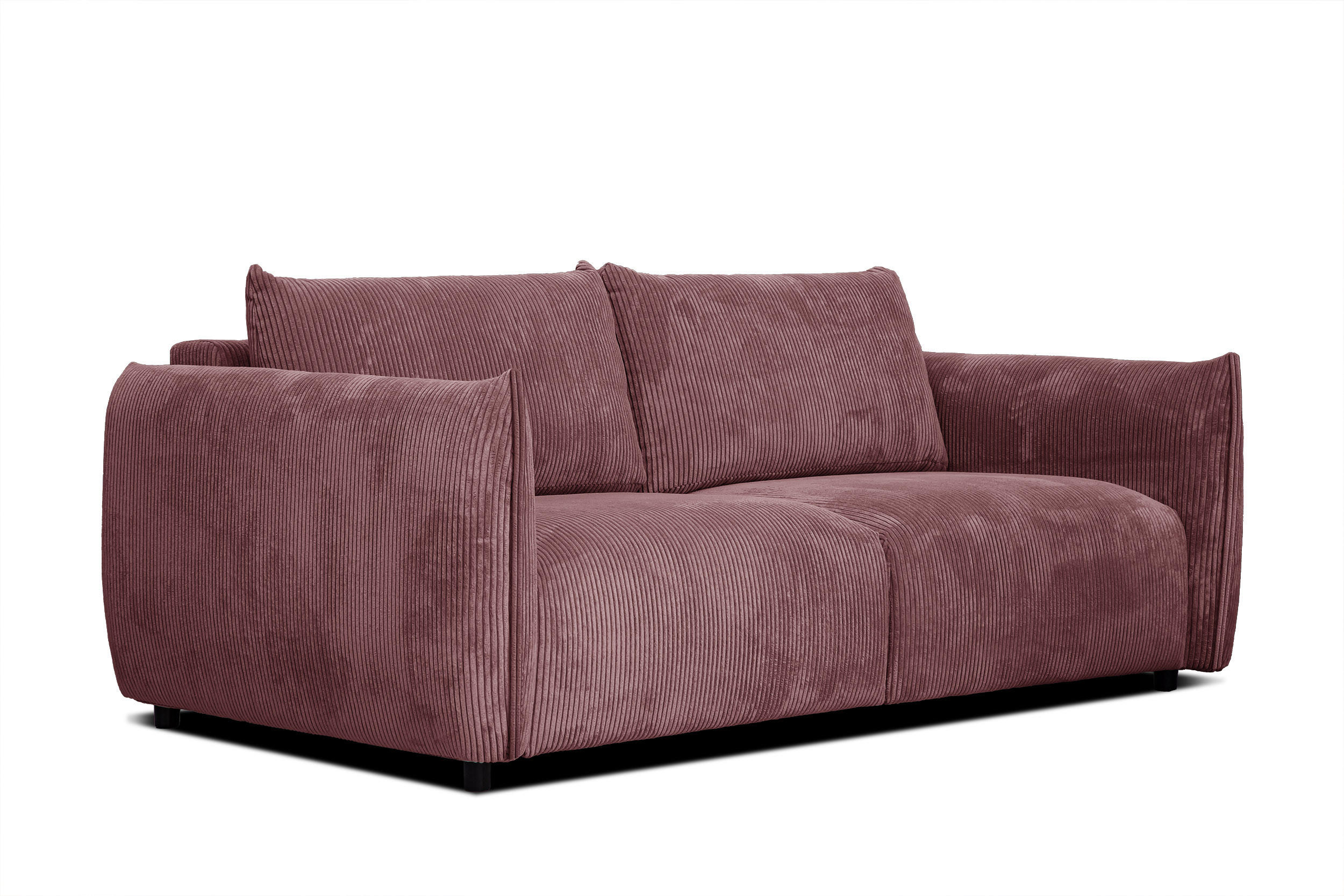 SOFA TAUER 3-Sitzer, altrosa - Schwarz/Altrosa, Holzwerkstoff/Kunststoff (112/84/206cm) - Courtois Laville