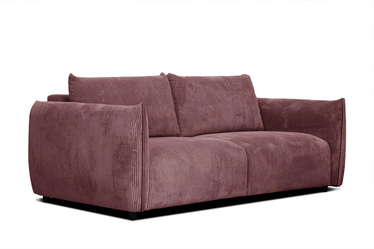 SOFA TAUER 3-Sitzer, altrosa - Schwarz/Altrosa, Holzwerkstoff/Kunststoff (112/84/206cm) - Courtois Laville