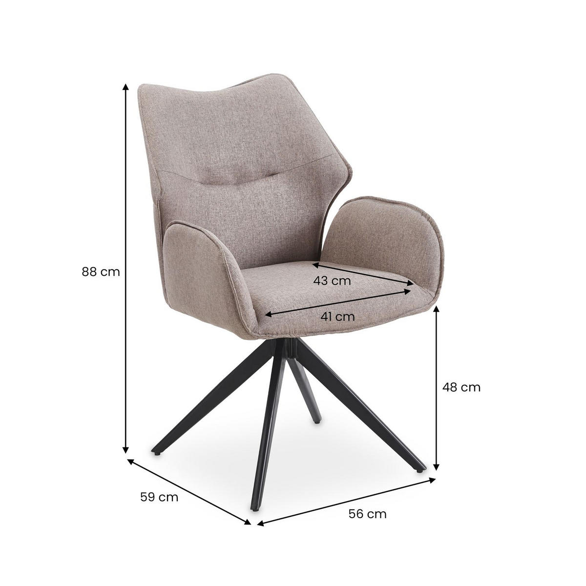 ESSZIMMERSTUHL TIMNA taupe - Taupe, Textil (56/88/59cm) - IDIMEX