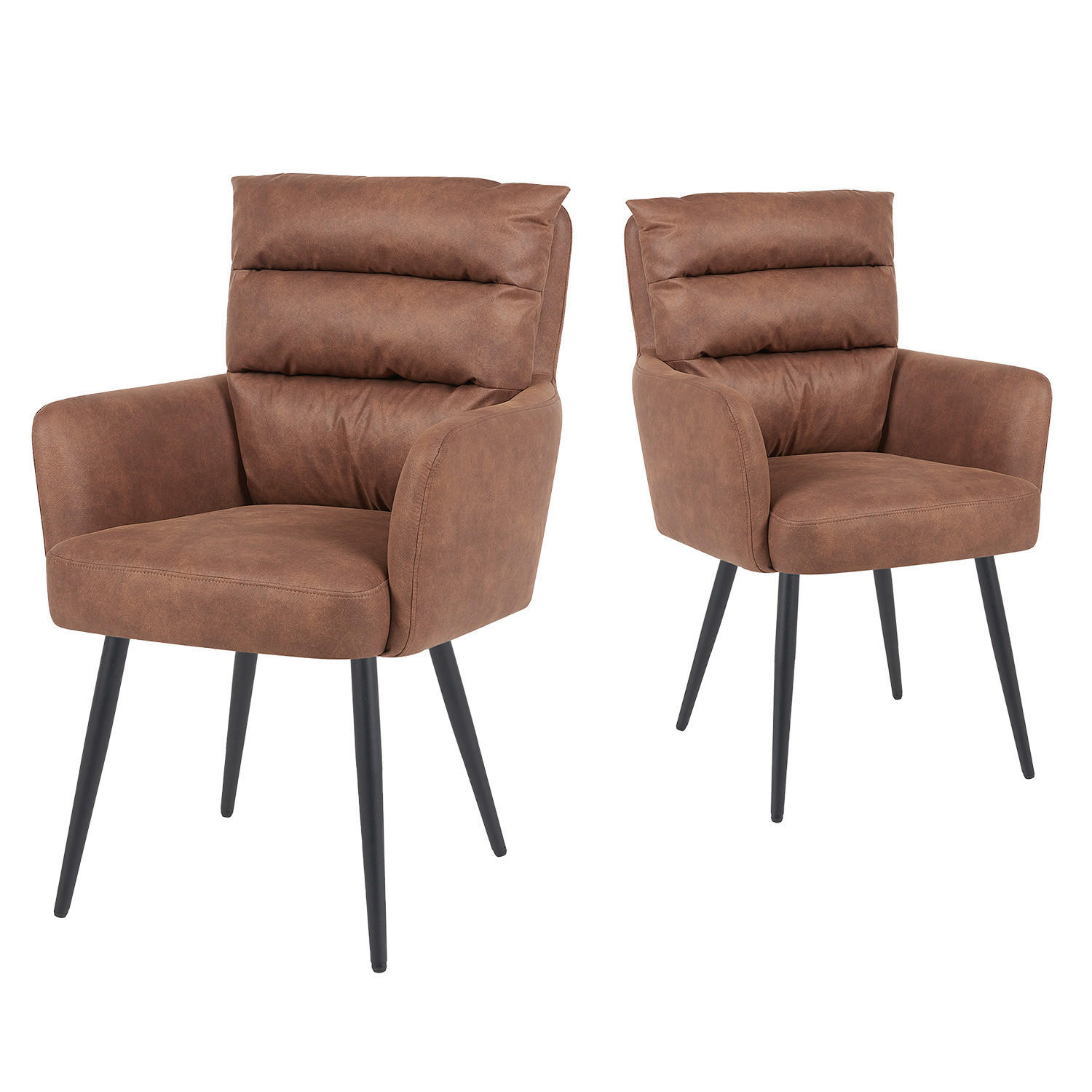 ESSZIMMERSTUHL Mika-Yann 2er-Set - Schwarz/Braun, Textil/Metall (59/94/66cm) - DUBI Möbel