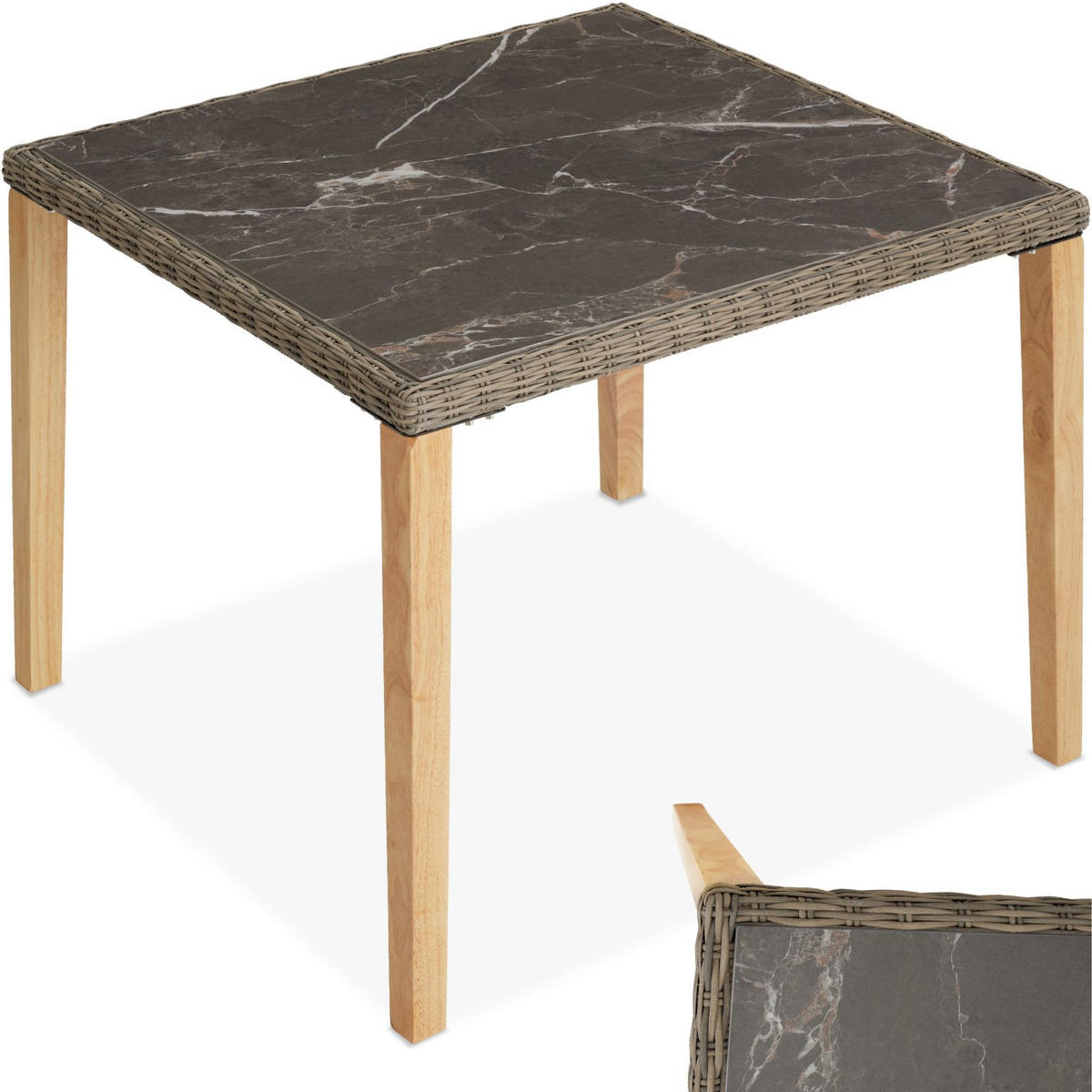 GARTENTISCH Tarent,93,5 x 93,5 x 75 cm,natur - Naturfarben, Kunststoff (93.5/93.5/75cm) - tectake