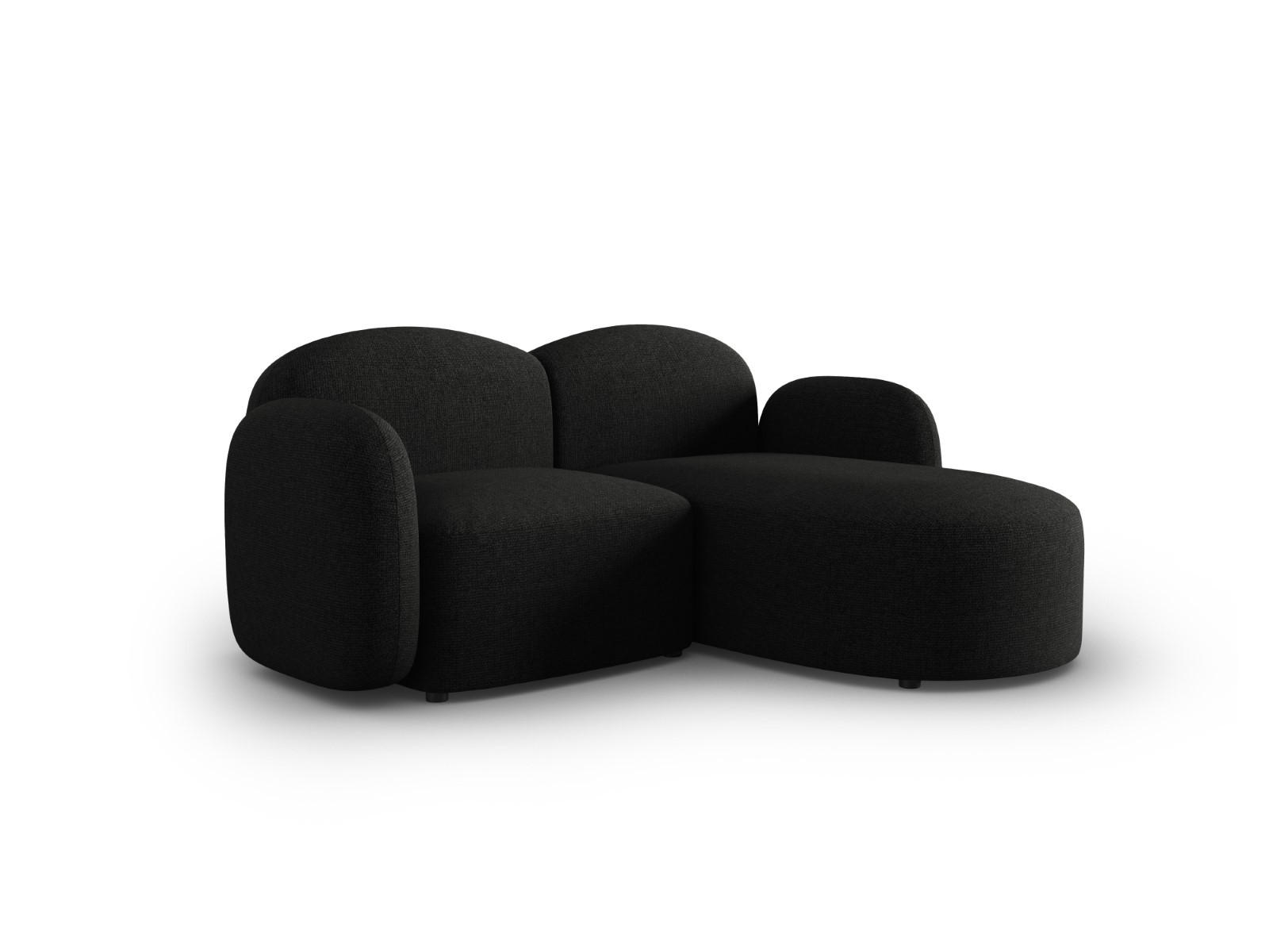ECKSOFA rechts Blair aus Chenille-Stoff mischung schwarz 3 Sitzplätze - Schwarz, Textil (155/194cm) - Micadoni