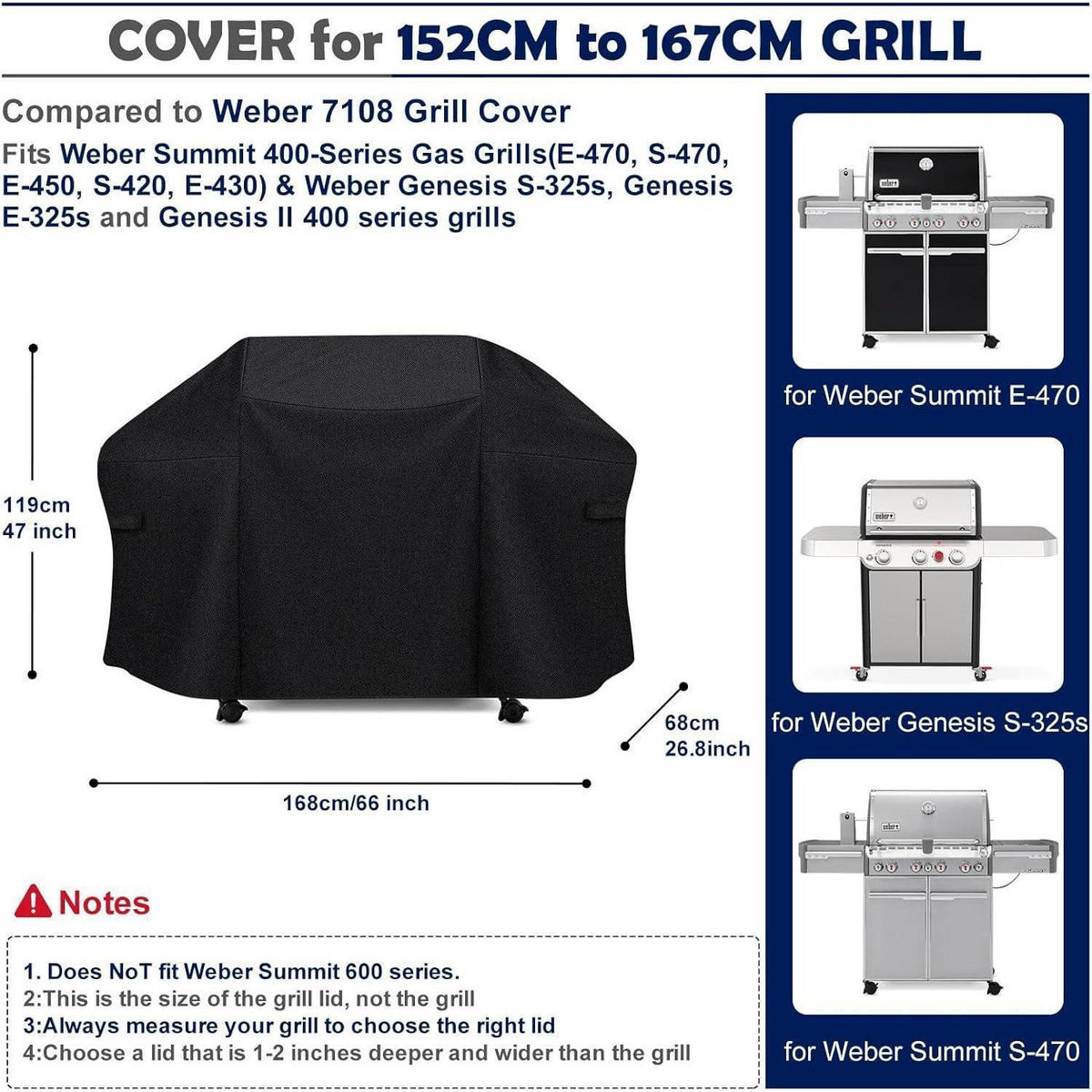 GRILLABDECKUNG 168 cm wasserdicht für Weber Summit 400-Series - Schwarz, Textil (68/119/170cm)