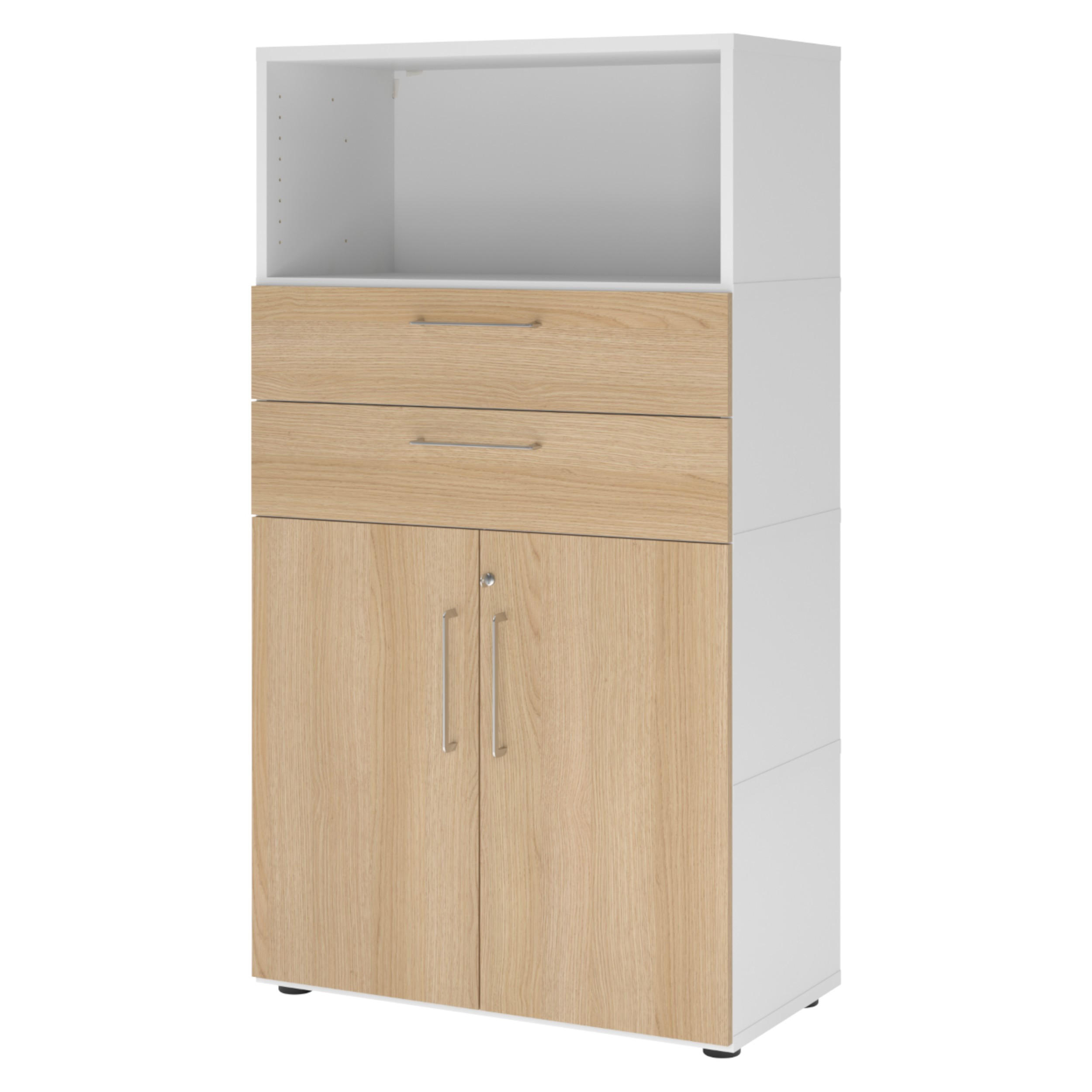 bümö Aktenschrank Weiß, Eiche 80x145.2x41.7 cm