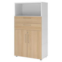 AKTENSCHRANK groß mit Schubladen 41,7/80/145,2 cm in Weiß/Eichefarben - Eichefarben/Weiß, Holzwerkstoff (80/145.2/41.7cm) - bümö