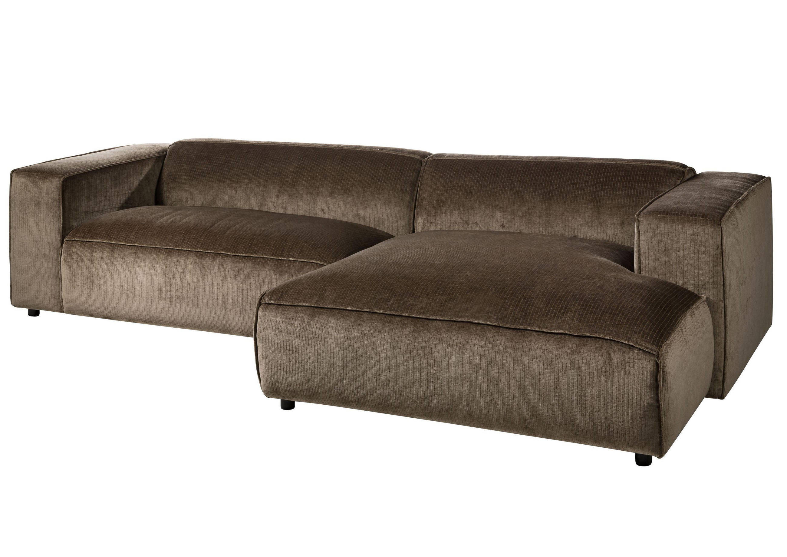 ECKSOFA 304x164x69 Ottomane rechts Cord taupe VALENCIA - Taupe, Kunststoff (304/164cm) - Massivmoebel24