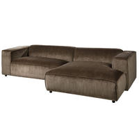ECKSOFA 304x164x69 Ottomane rechts Cord taupe VALENCIA - Taupe, Kunststoff (304/164cm) - Massivmoebel24