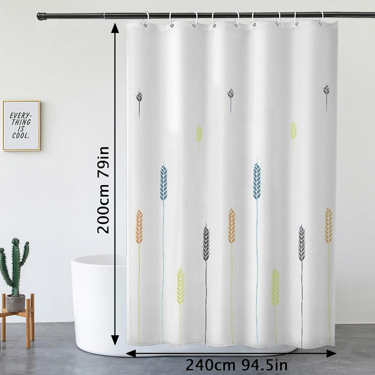 DUSCHVORHANG wasserdicht Polyester maschinenwaschbar mit Haken Weiß - Weiß, Kunststoff (240/200cm) - MCBOSON
