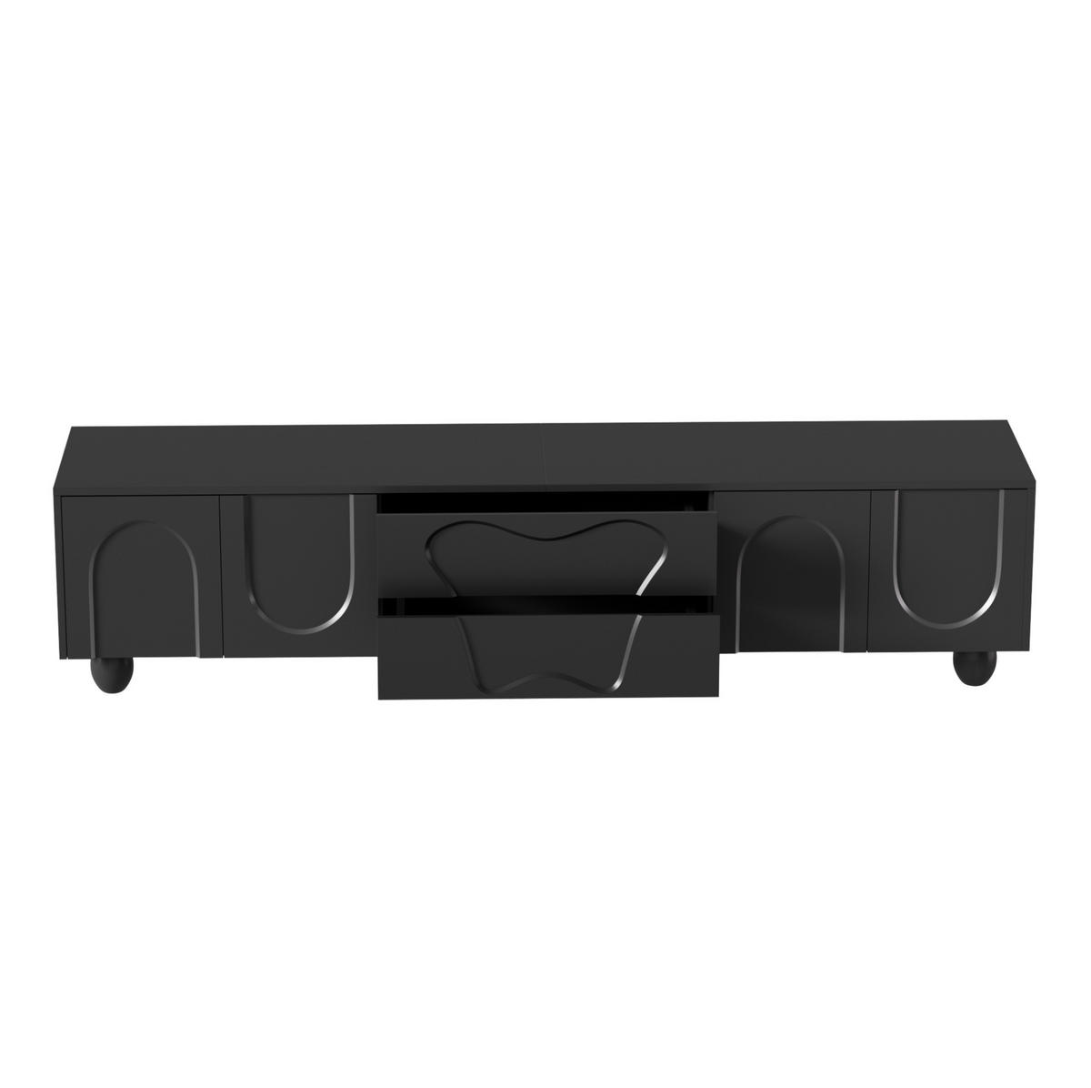 TV-ELEMENT mit Stauraum 180 cm Schwarz mit Holzbeinen - Schwarz, Holzwerkstoff (40/42/180cm) - Beauniv