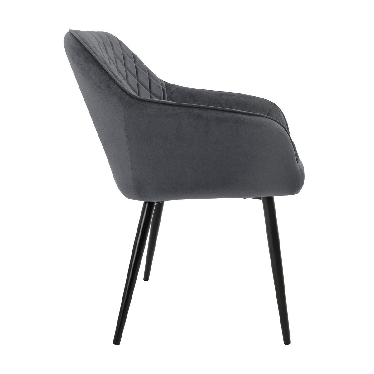 STUHL Samt Anthrazit 6er Set - Anthrazit, Metall (63/80/60cm) - ML-DESIGN