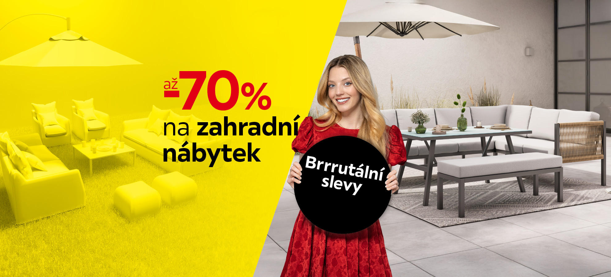 až -70 % na zahradní nábytek