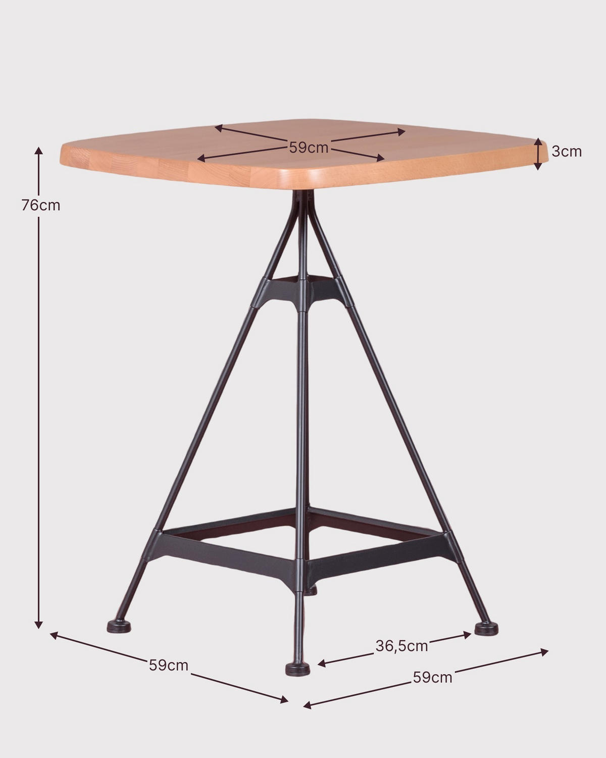 BEISTELLTISCH Buchefarben 59/59/76 cm - Buchefarben, Holz (59/59/76cm) - Nest Dream