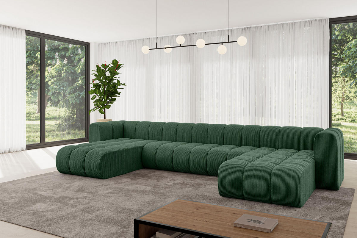 WOHNLANDSCHAFT modulares Sofa Joren-U2 - 410x177x70 cm Grün - Grün, Holzwerkstoff/Textil (410/70/177cm) - ALTDECOR