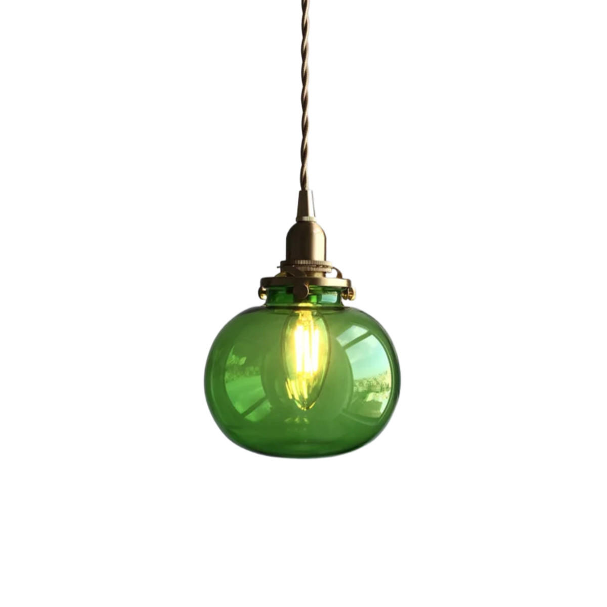 LED-HÄNGELEUCHTE Grün 4W 13/13/17-150 cm - Grün, Glas (13/13/17cm) - Authentics