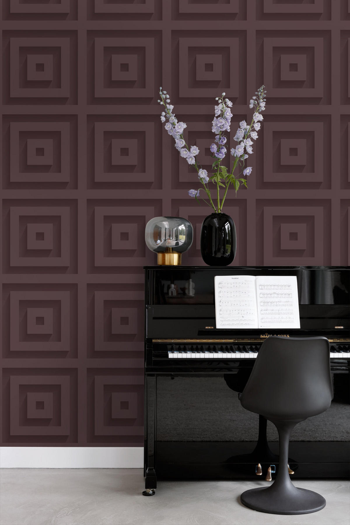 TAPETE 3D-Quadrate 50 x 900 cm - Braun, Papier (50/900cm) - Origin Wallcoverings