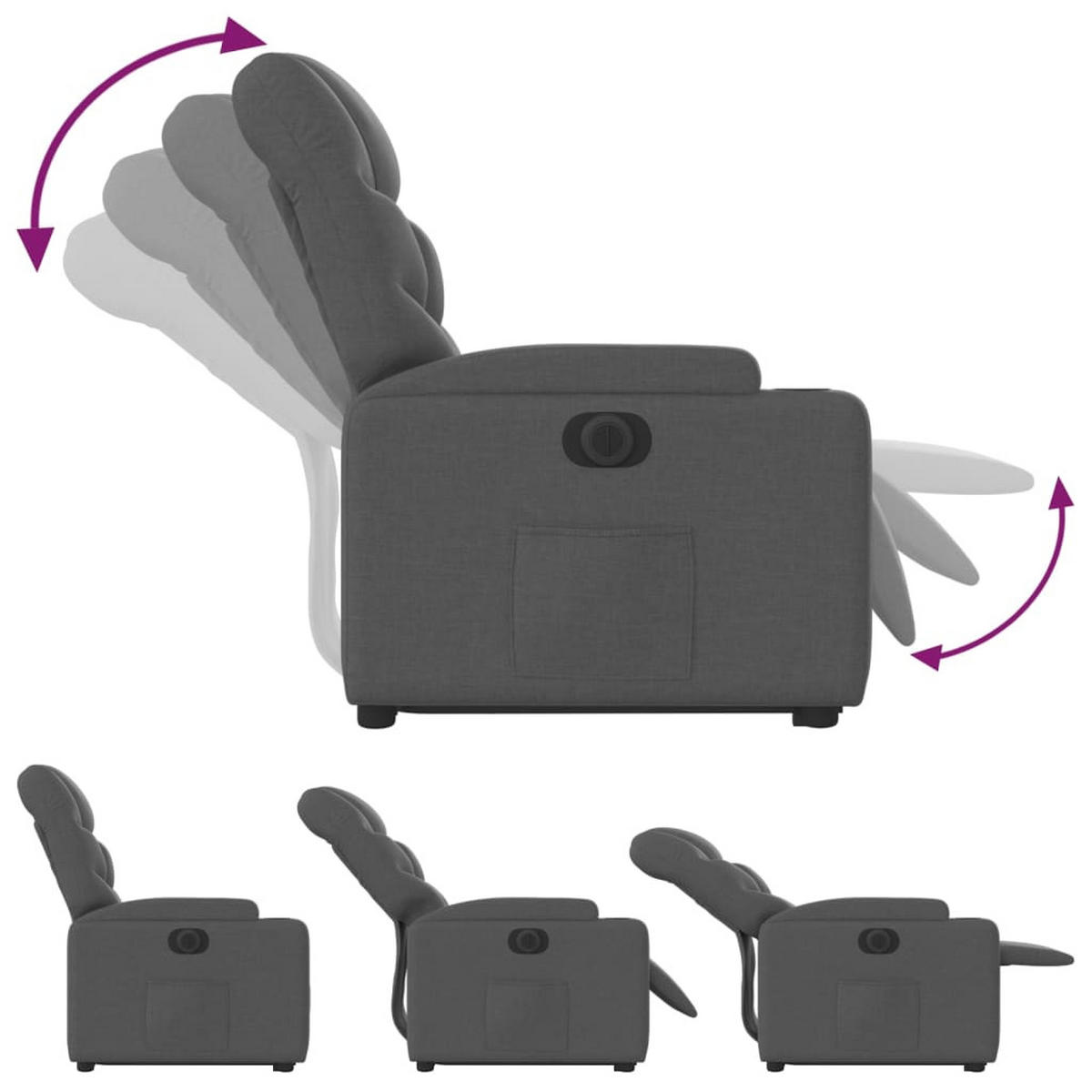 FERNSEHSESSEL Little Grau - Grau, Metall (74/146/78cm) - Nettlife