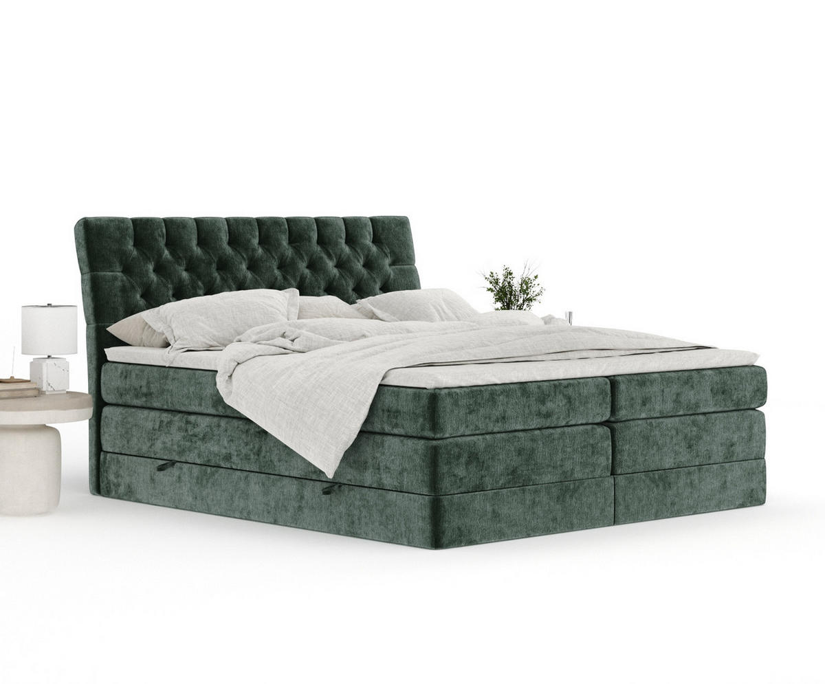 BOXSPRINGBETT Seraphine Grün 160/200 cm - Schwarz/Grün, Holz/Holzwerkstoff (160/200cm) - Maison de Reve