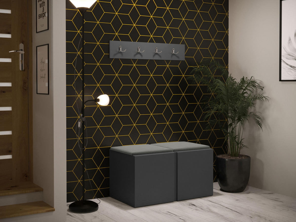 GARDEROBEN-SET Orion VI - Graphitfarben/Grau, Holzwerkstoff/Kunststoff (84/42/46cm) - MIRJAN24