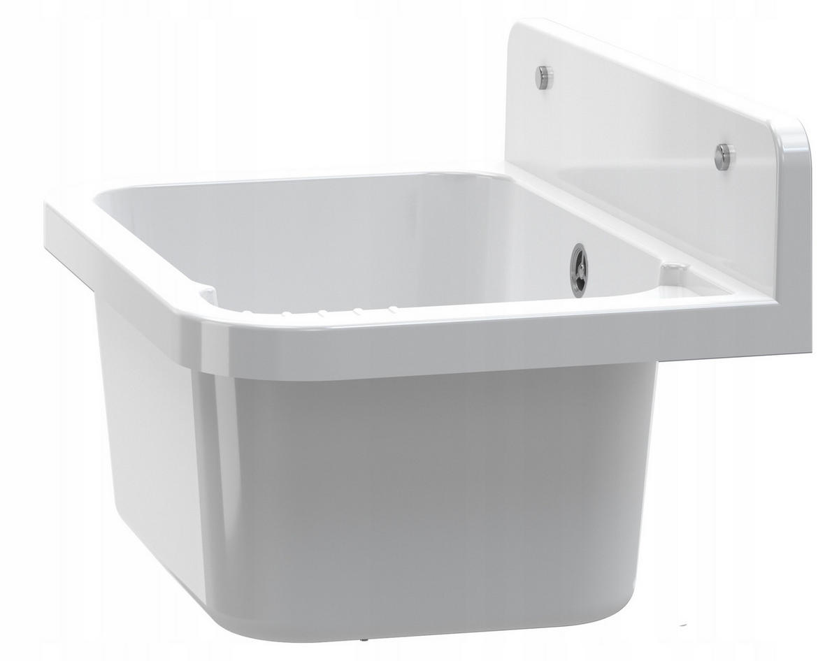 SPÜLBECKEN Paron mit Batterie und Siphon - Weiß, Kunststoff (50/34/31cm) - Granitan