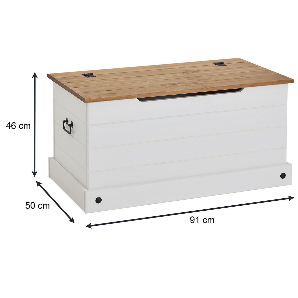 HOLZTRUHE CAMPO - Weiß/Braun, Holz (91/46/50cm) - CARO-Möbel
