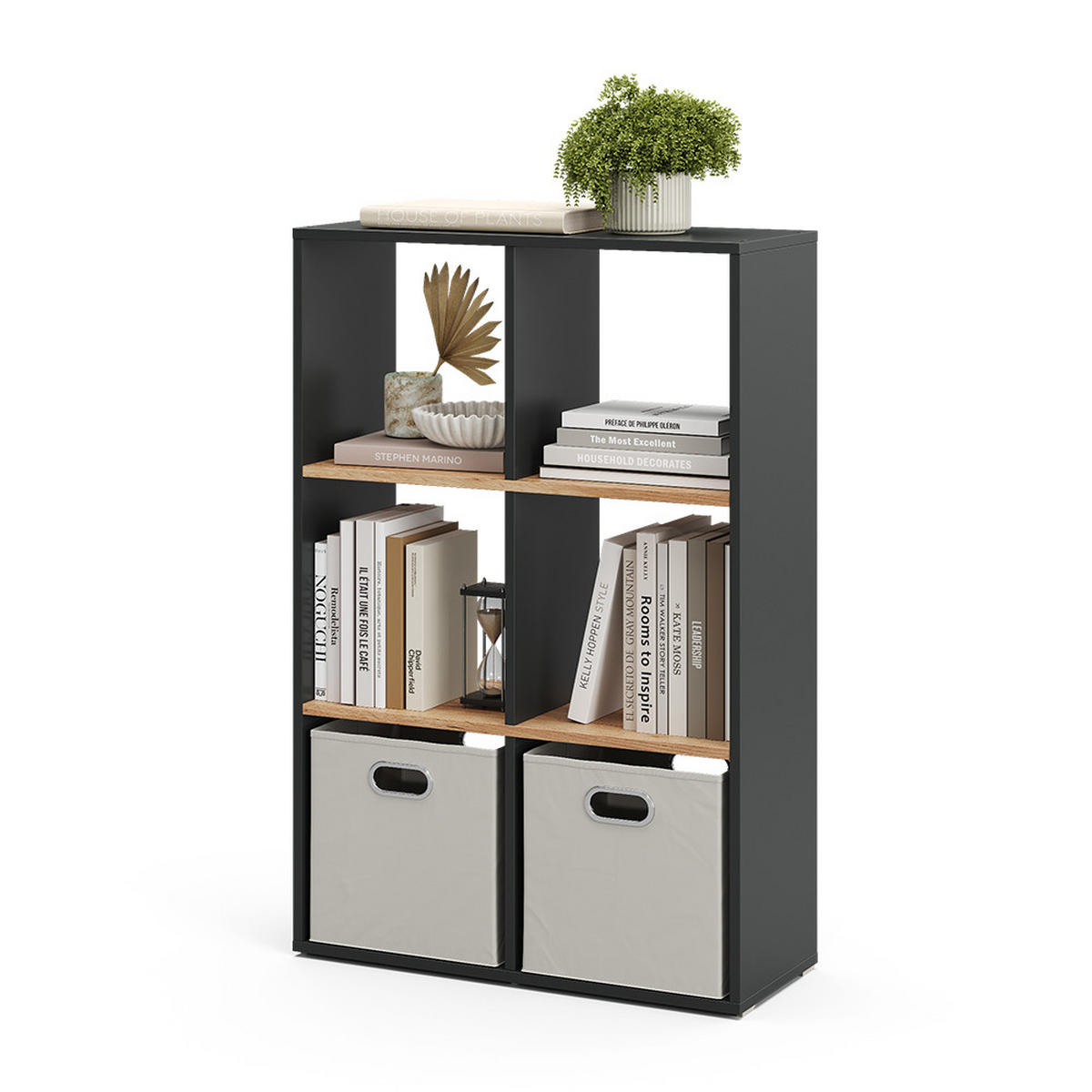 RAUMTEILER Karree Anthrazit/Goldkraft Eiche 72 x 107.8 cm - Honigeiche/Anthrazit, Holzwerkstoff (72/107.8/29cm) - Vicco
