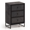 NACHTTISCH Massivholz Steinoptik 3 Schubladen Metallgestell, Schwarz 40x30x60 cm - Schwarz, Holz/Metall (40/60/30cm) - KADIMA DESIGN