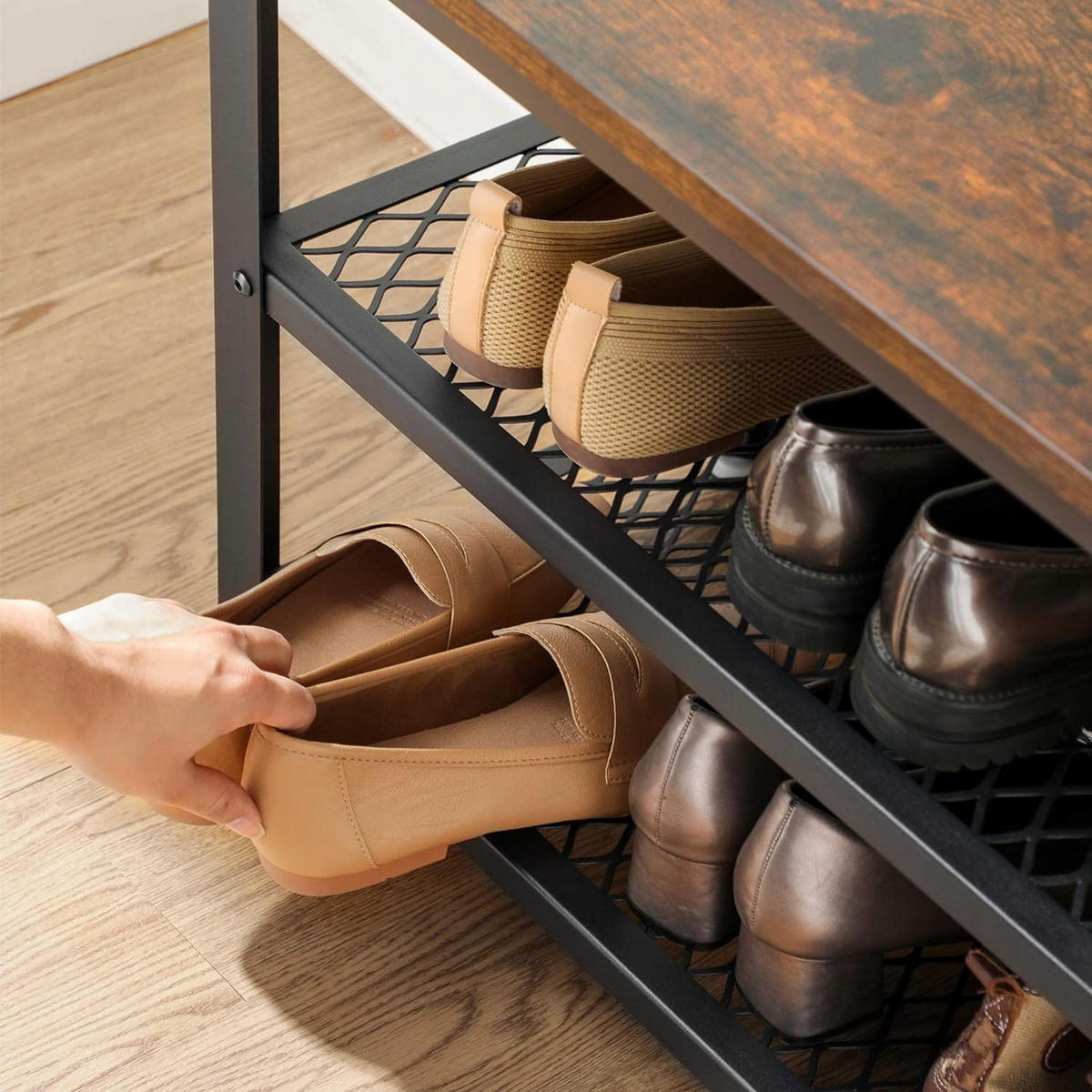 SCHUHREGAL, braun/schwarz - Braun, Holzwerkstoff (100/45/30cm) - A2A Home