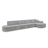ECKSOFA Ottomane Rechts MARI-L3-v1 - 413x171x83 cm Grau Velours - Grau, Holzwerkstoff/Textil (171/413cm) - ALTDECOR
