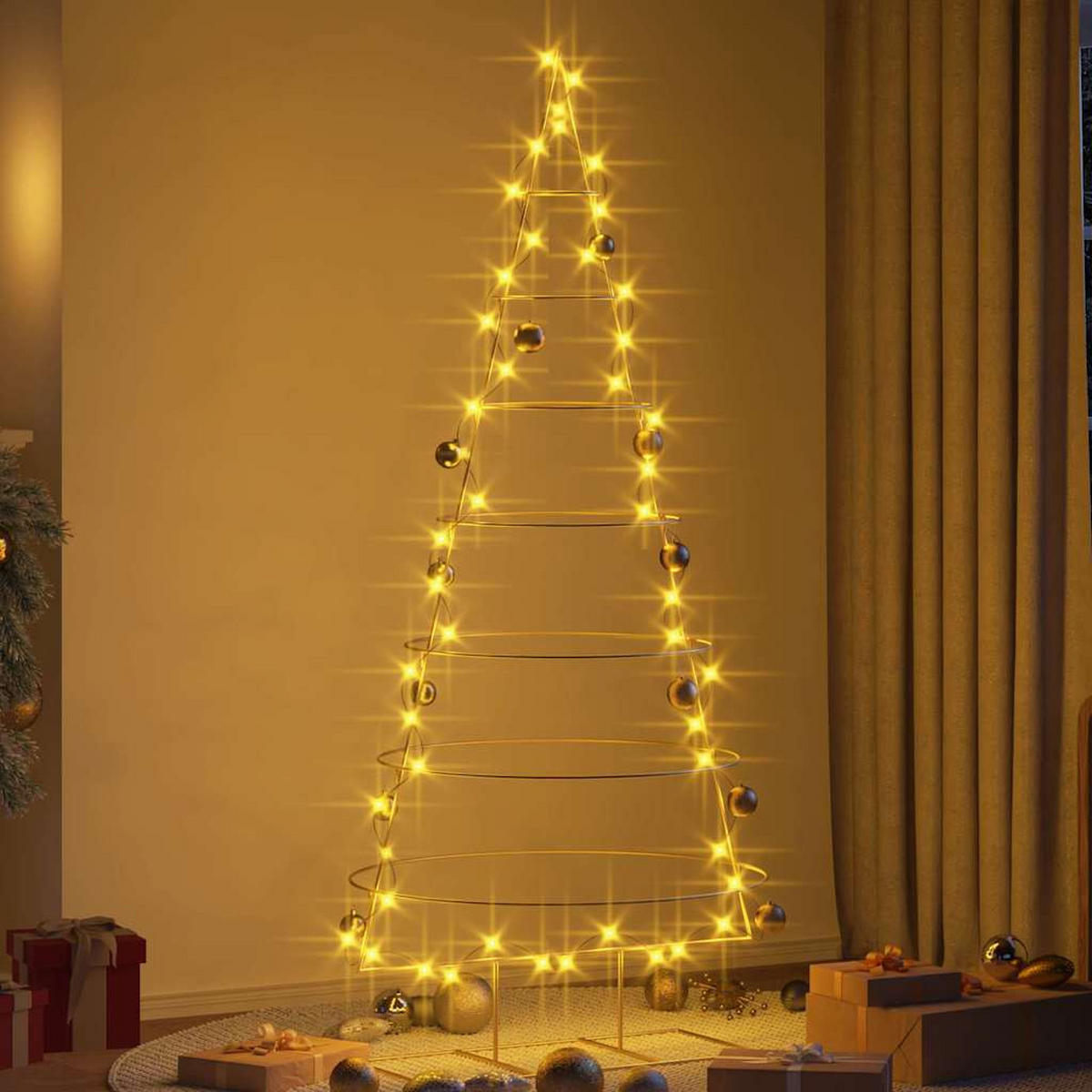 WEIHNACHTSBAUM Metall Gold 209 Cm Pulverbeschichteter Stahl - Goldfarben, Metall (209cm) - vidaXL
