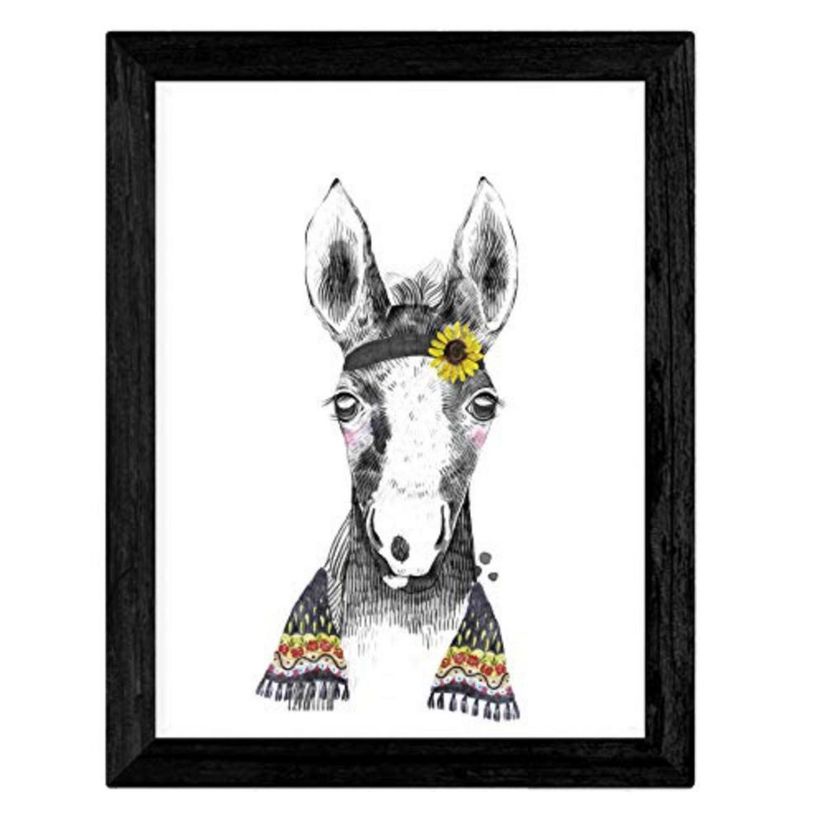 POSTER Set mit 4 Kinder Tiere in Hut A4 Rahmenlos - Klar, Papier (29.7/3cm) - Nacnic