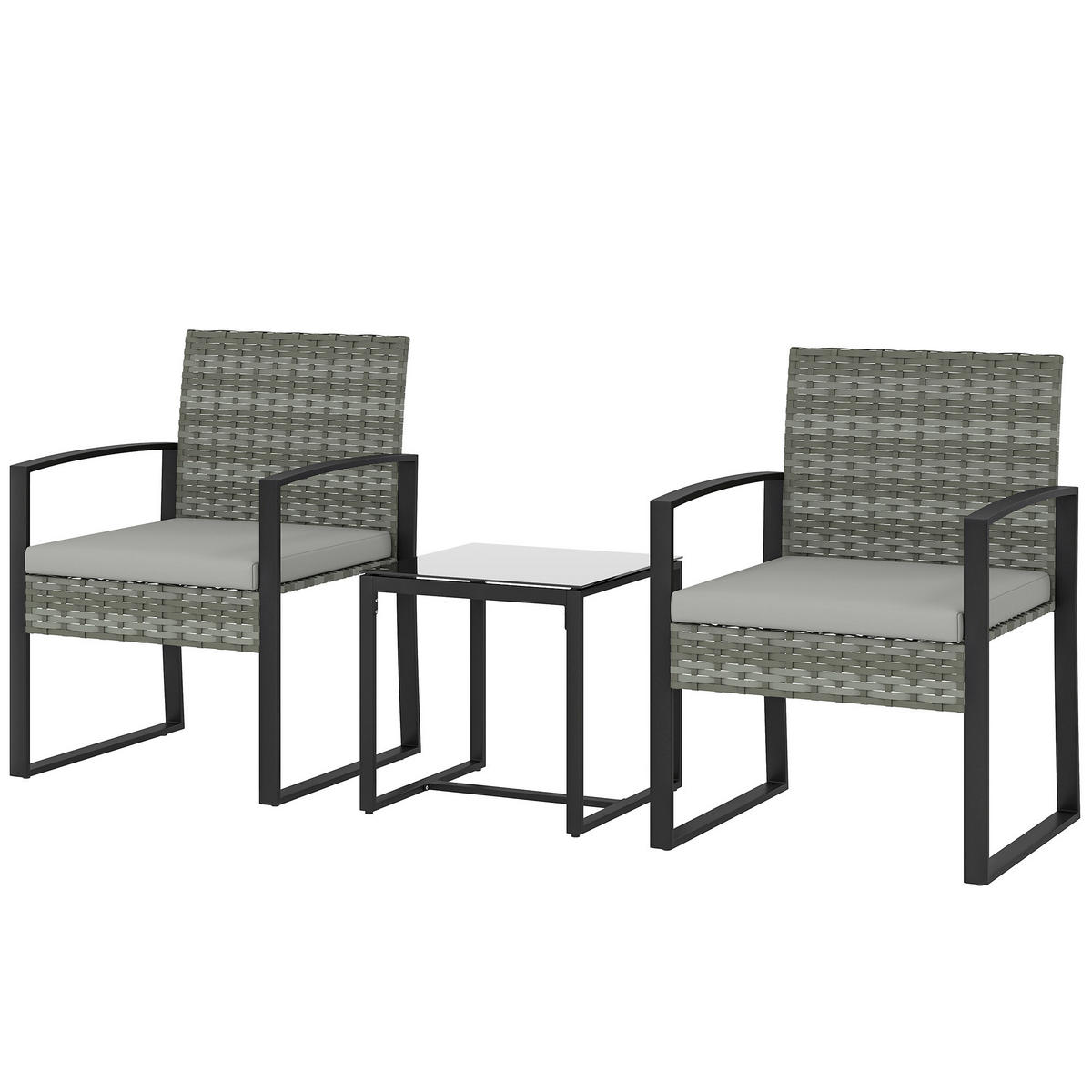 BISTROSET 3-teilig DE-06776 mit Couchtisch Hellgrau - Hellgrau, Kunststoff/Metall - ComfortXL
