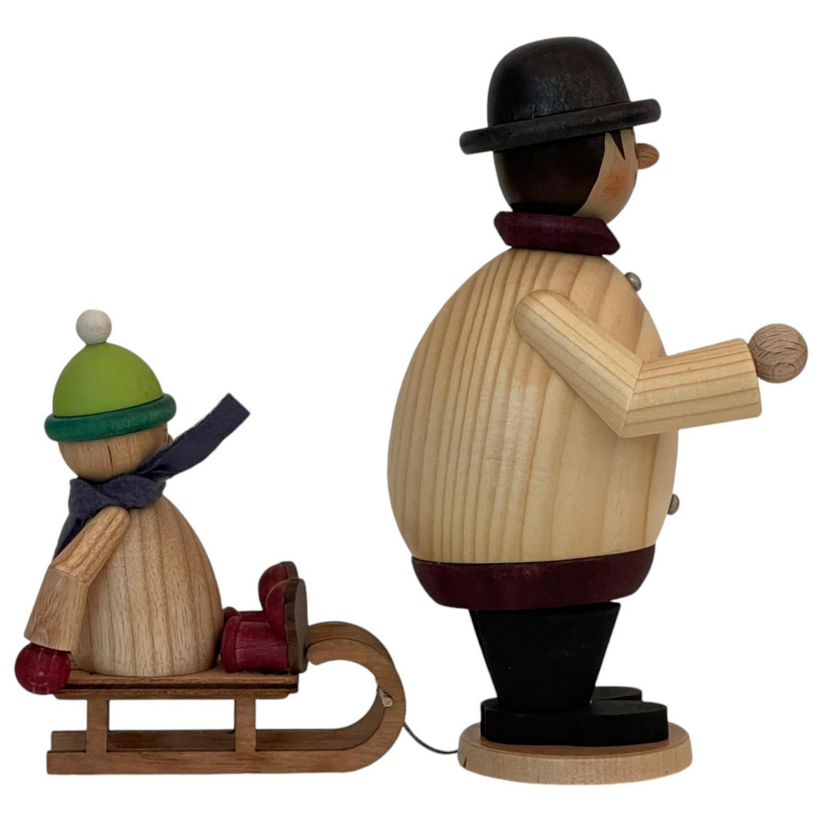 RAUCHMANN Max als mit Mäxchen auf Schlitten 16 cm - Multicolor, Holz (10/16/10cm)