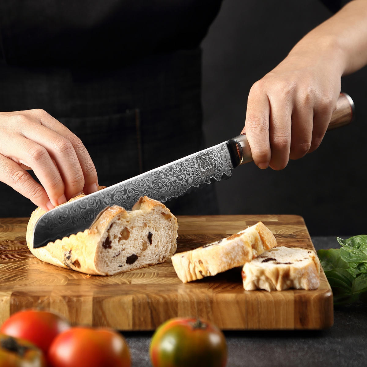 BROTMESSER 20 cm - Nussbaumfarben, Holz/Metall (34cm) - Zayiko