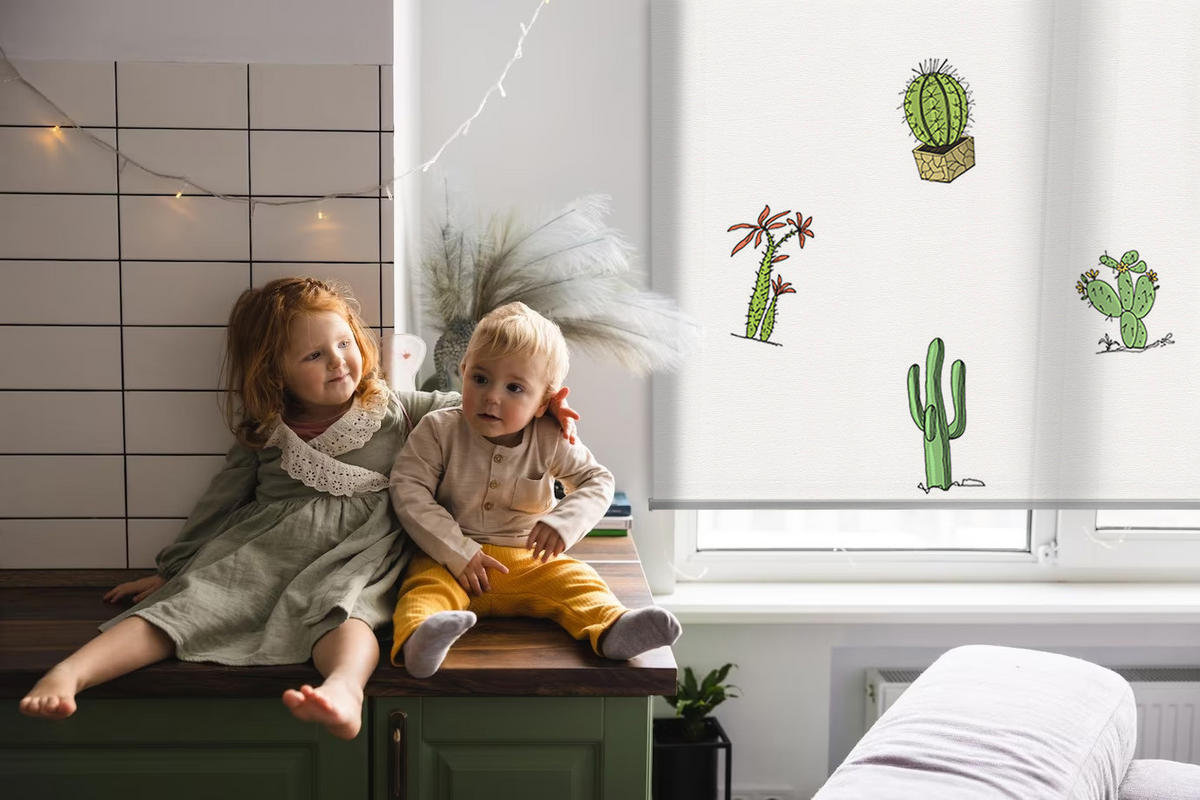 VNÚTORNÁ roleta - okenná roleta - roleta - 120x140 cm - Kaktusy - zelená, plast (120/140/0.5cm) - TULUP