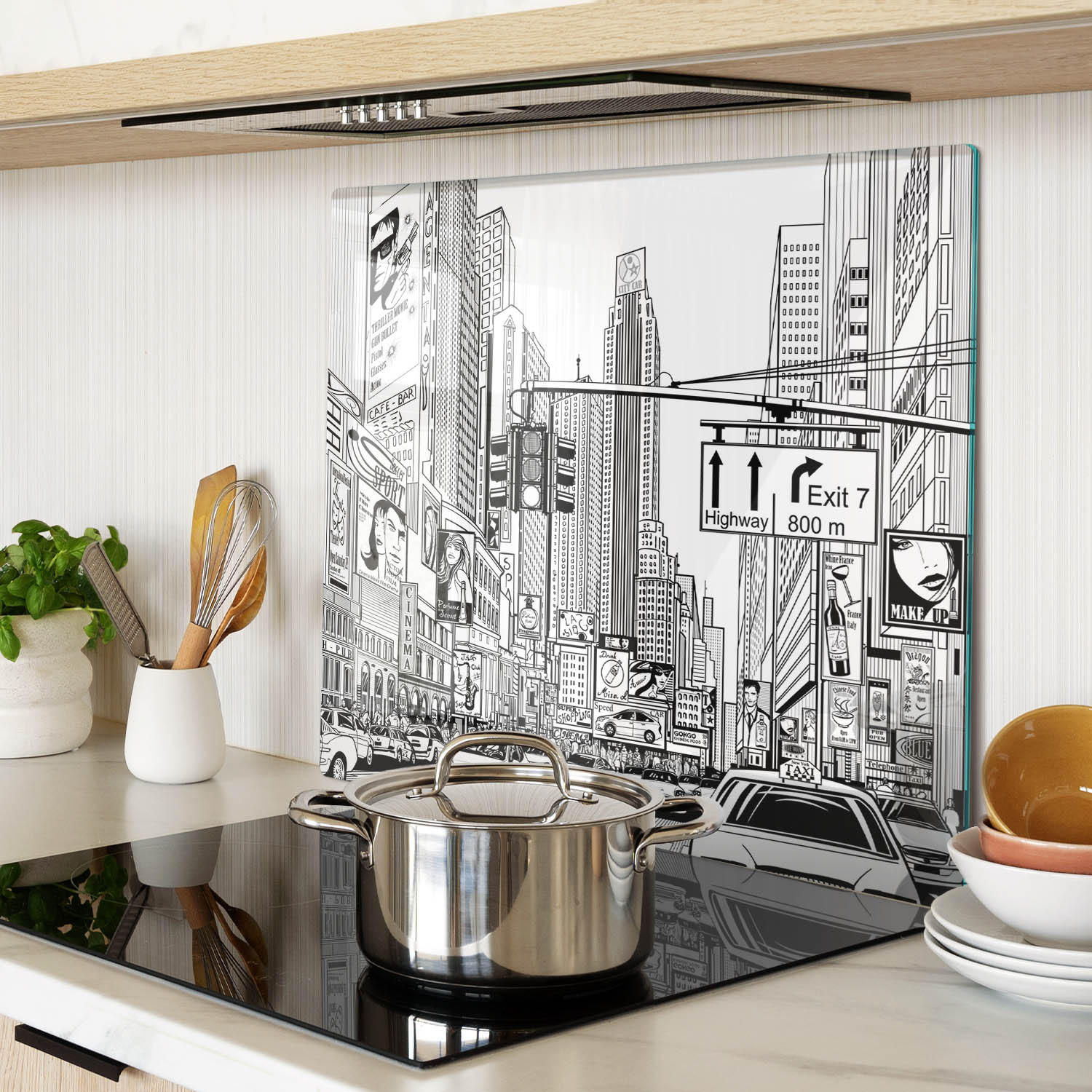 GLASPLATTE 60x52 cm Straßen von New York - Schwarz, Glas (60/0.4/52cm) - TULUP